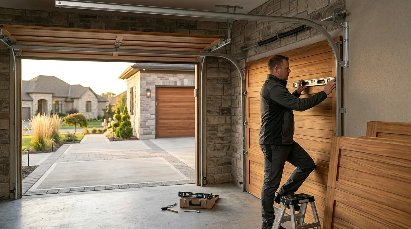Sectional steel garage door